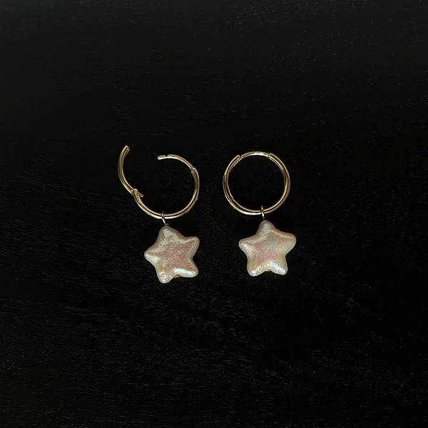 Star Pearl Gold Hoops | Earrings