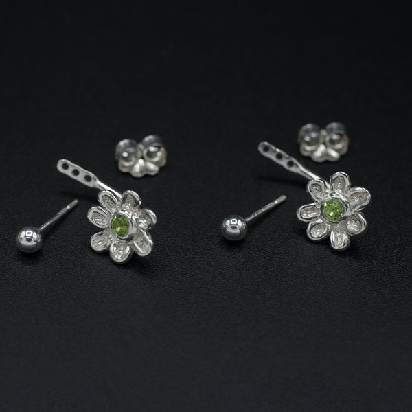 Peridot Flower N' Ball Ear Jacket Stud | Earrings