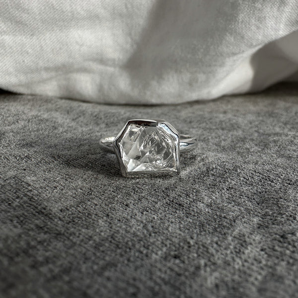Bezel Set Herkimer Quartz | Ring