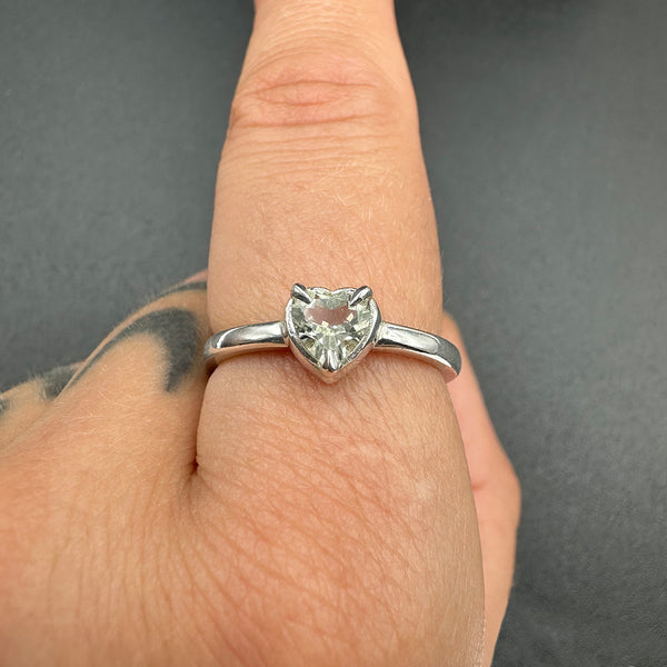 Prasiolite Coeur Solitaire | Bague