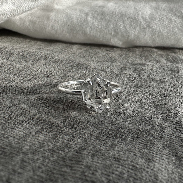 Quartz Herkimer Serti Griffes | Bague