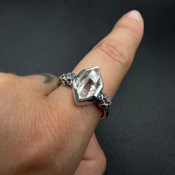 Quartz Herkimer et Texture XII | Bague