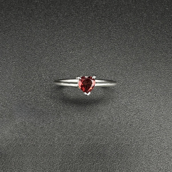 Heart Cut Red Garnet Solitaire | Ring