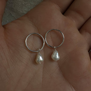 Small Baroque Pearl Sleeper Hoops | Earrings
