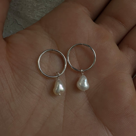 Small Baroque Pearl Sleeper Hoops | Earrings