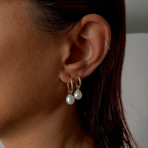 Anneaux en or + Perles | Boucles d'oreilles