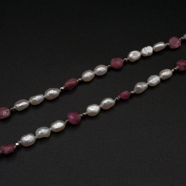 Pearl N' Pink Tourmaline Necklace