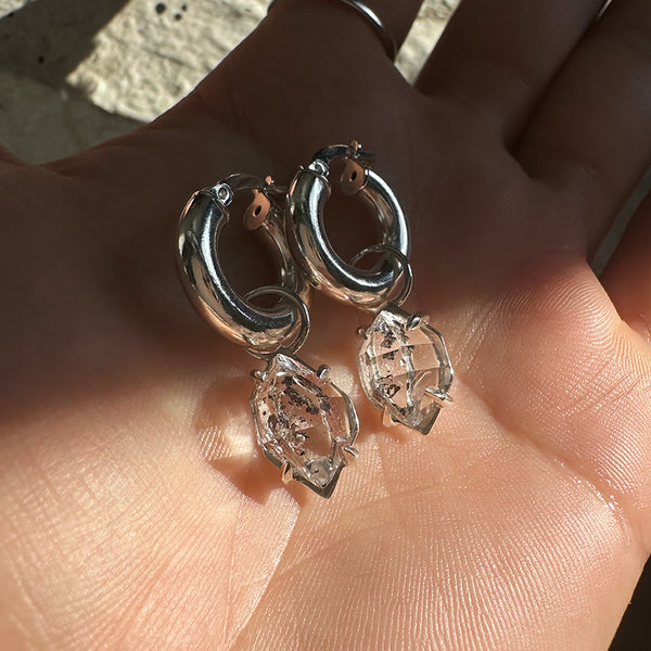 Anneaux Elo Quartz Herkimer | Boucles d'oreilles