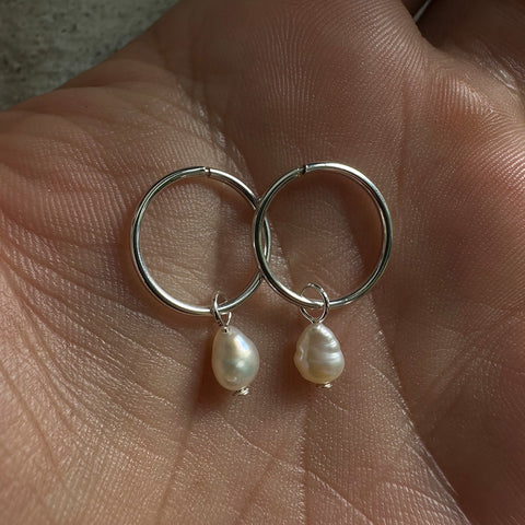 Small Baroque Pearl Sleeper Hoops | Earrings