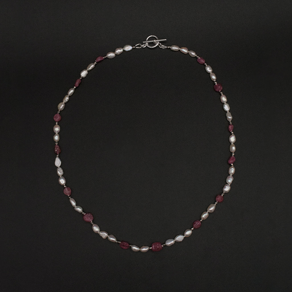 Pearl N' Pink Tourmaline Necklace