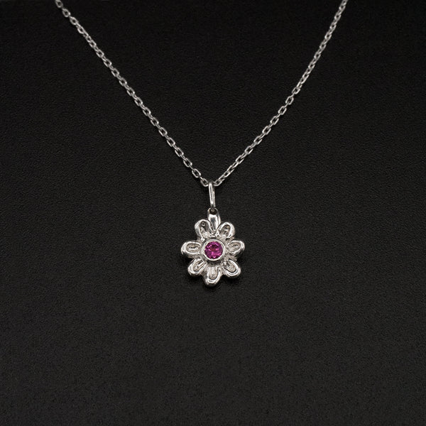 Pink Tourmaline Flower Necklace