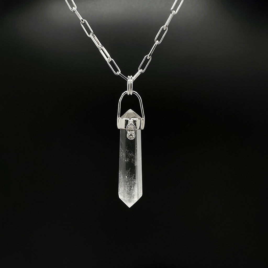 Quartz and Diamond Pendant | Necklace