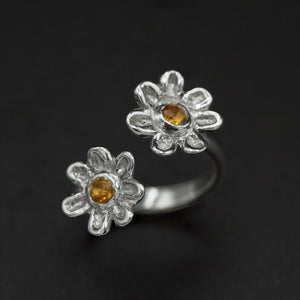 Bague Citrine Flower Duet