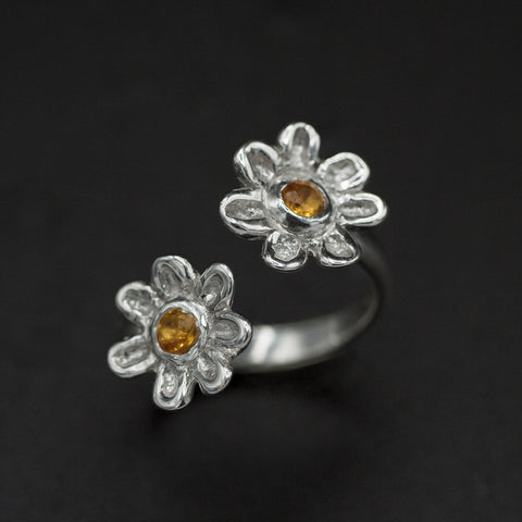 Citrine Flower Duet Ring