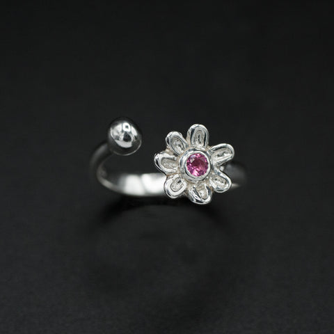 Pink Tourmaline Flower N' Ball Ring