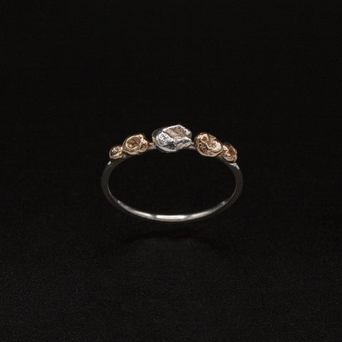 Silver & Gold Nugget Ring V