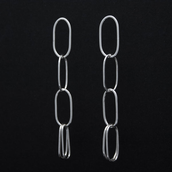 Oval Link Chain Stud Earrings
