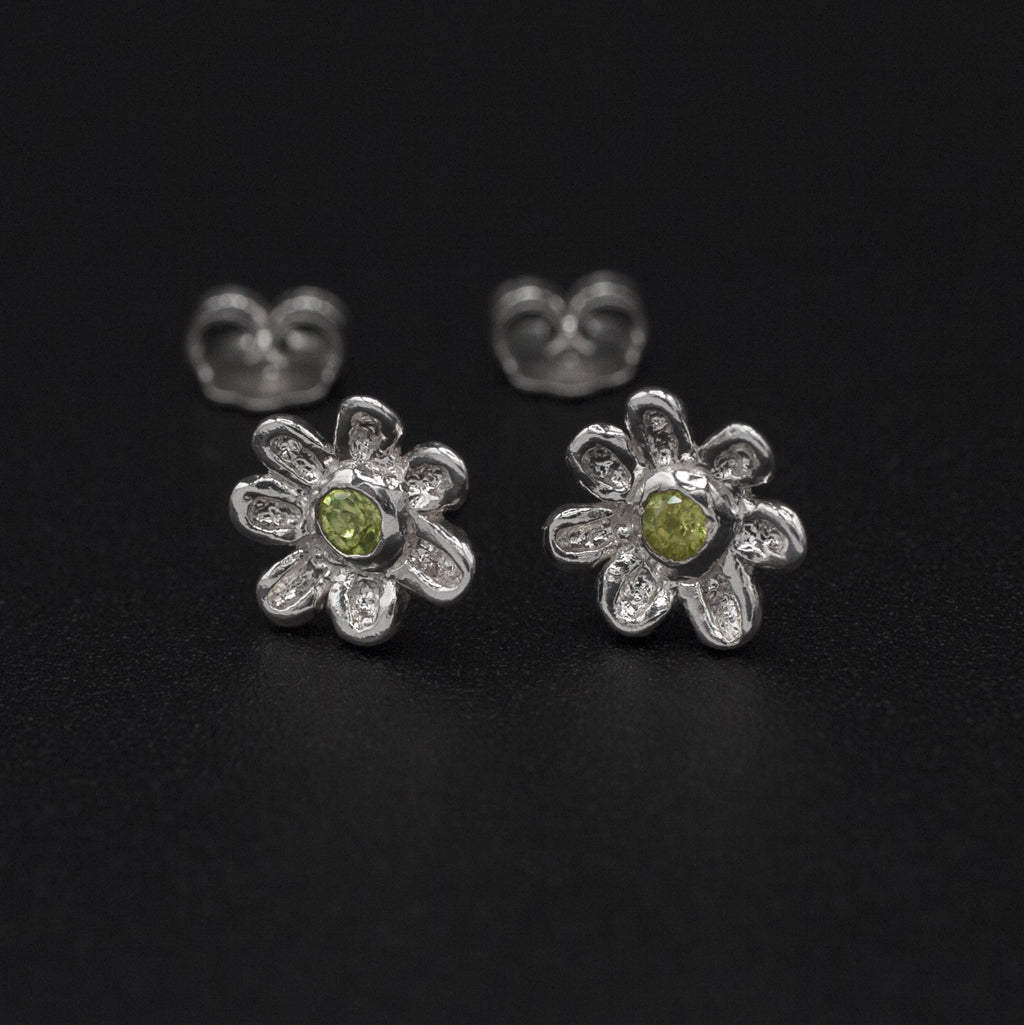 Peridot Flower Duet Stud Earrings