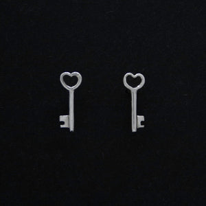 Heart Key Stud Earrings