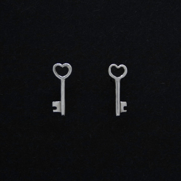 Heart Key Stud Earrings