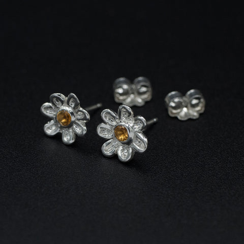 Citrine Flower Stud Earrings