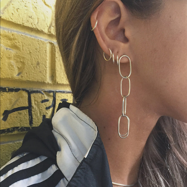 Oval Link Chain Stud Earrings